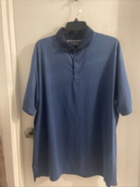 Mizzen and Main Shirt Mens Large Blue Geometric Polo Golf Performance Sports